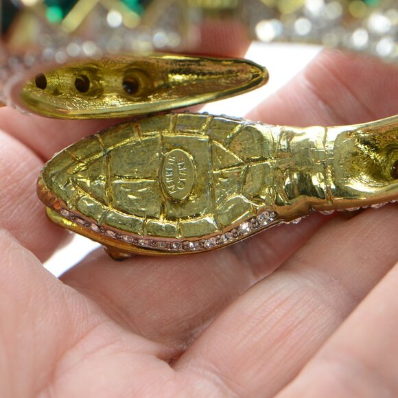 Vintage Kenneth Jay Lane KJL Gold-tone Crystal Snake Bracelet - Picture 7 of 8